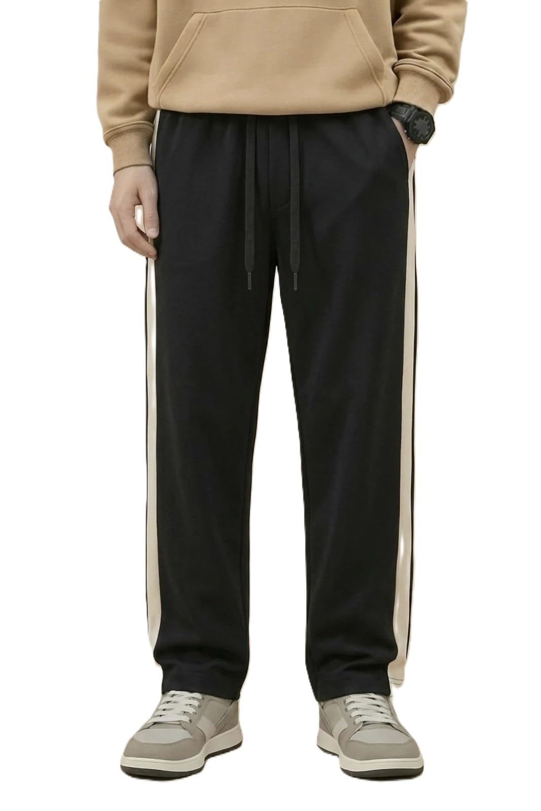 Men’s Lycra Blend Track Pants | Solid & Striped Stretchable Joggers for Men | Elastic Waist Gym & Casual Wear Pants | Comfortable Regular Fit Track Pants-image-6