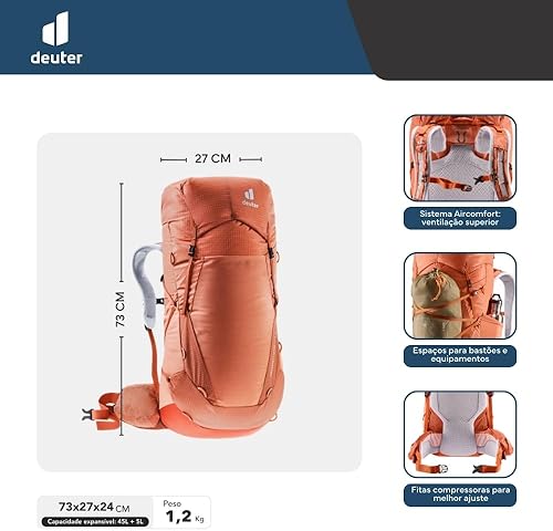 Miniatura 13 de Deuter Aircontact Ultra 45+5L SL Mochila de senderismo para mujer - Sienna-Paprika Pimentón Siena,Seagreen-azul