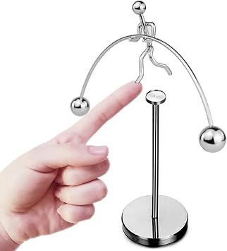 ThinkTop Weightlifter Kinetic Art Balance Physics Educational Decoration | Steel Balance Decoration for Home Office Desk, Silver