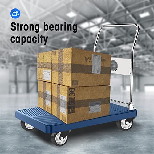 Image of 4 inch Caster Wheels Set of 8, Heavy Duty Casters with Brake, No Noise Locking Casters with Polyurethane (PU) Wheels, Swivel Plate Castors Pack of 8