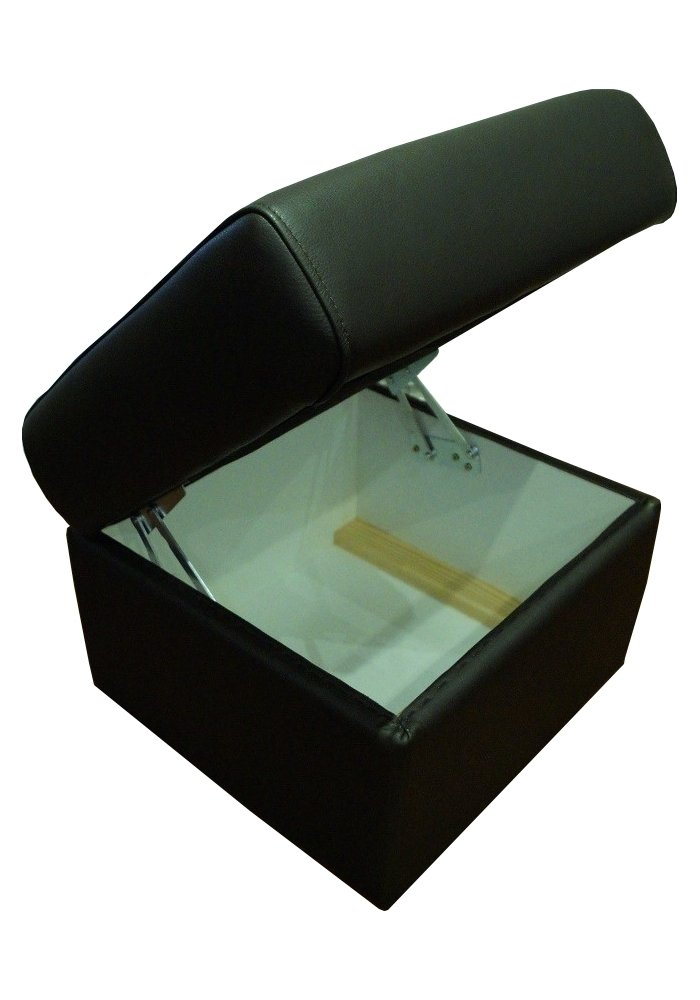Quattro Meble Schwarz Echtleder Hocker 50cm x 50cm aufklappbar mit Stauraum Sitzhocker Rindsleder Sitzwürfel Fußhocker Polsterhocker Echt Leder Puff