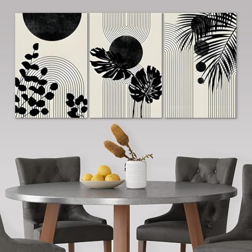 Peinture d'art mural moderne triptyque noir haut de gamme