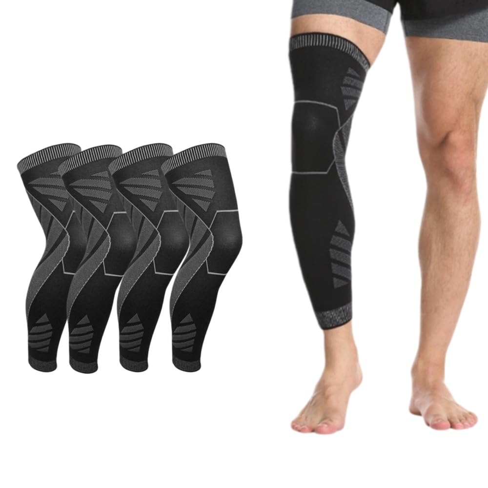 FlexGuard Kompressionsbandage - Schluss mit Knie- & Beinschmerzen lang, rutschfest für Herren & Damen für Laufen, Basketball & Radfahren,Bein & Wadenstützen
