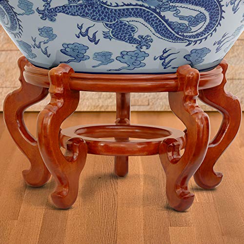 Oriental Furniture Rosewood Fishbowl Stand - Honey - Size 10.5 In. Base Diameter #TOP3