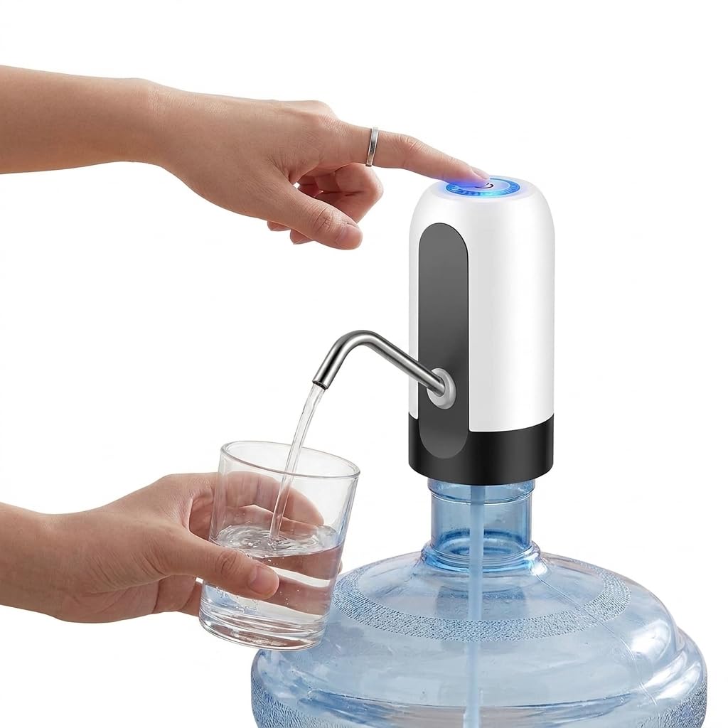 Zynex Automatic Wireless Rechargeable Water Dispenser Pump | One-Button Operation, Continuous Flow Mode, for 20 L Bottle, White & Black, Silicone Hose Included-image-46