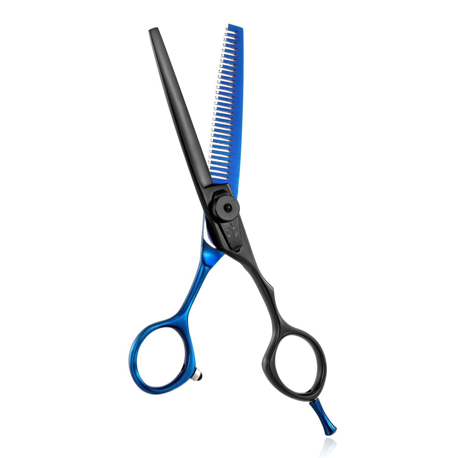 DRAGON RIOT Tijeras Peluquería Profesional Entresacar, Tijeras Entrescar Pelo con 28 Dientes V de 6 Pulgadas, Titanio Resvestimiento Azul para hombres, mujeres y niños