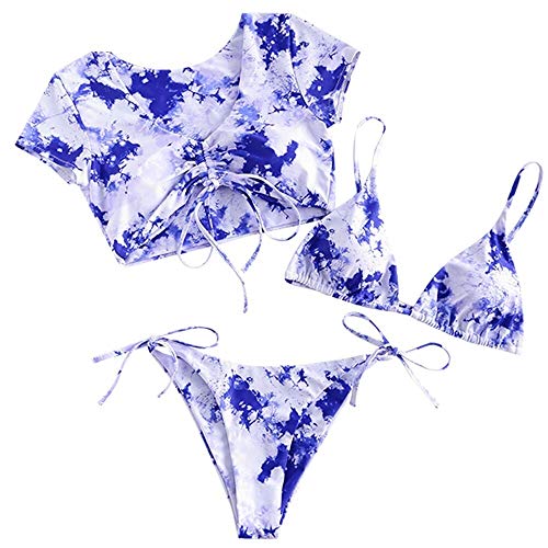 ZAFUL Women's Tie Dye Bathing Suit Two Piece Three String Bikini Set Swimsuit