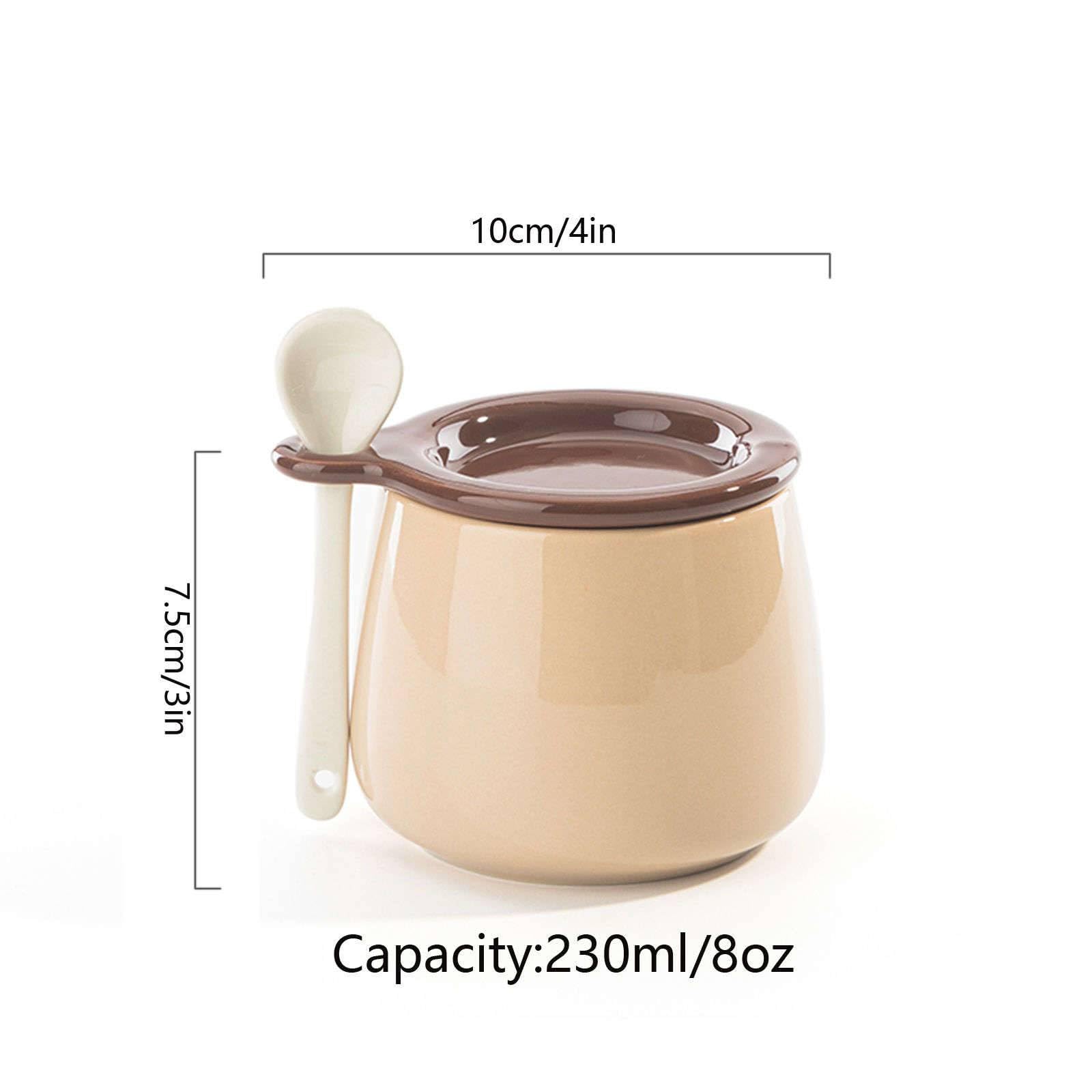 Keramik Zucker Teller Zucker, Zuckerdose in Macaron-Farbe mit Deckel und Löffel, Zuckerdose aus Keramik mit Deckelloch, 230 ml/8 oz Gewürzdose aus Porzellan, Salzdose, Gewürzbehälter(Khaki)