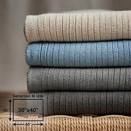 Image of 100% Organic Cotton Knit Receiving Baby Blanket for Newborns - Soft, Breathable Blanket for Crib & Stroller - Nursery Gift (Polar Blue)
