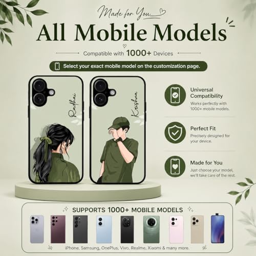 Image of Personalized Couple Mobile Cover with Custom Names | Customized Love Phone Case for Couples | Available for All Mobile Models | 8 Bassy