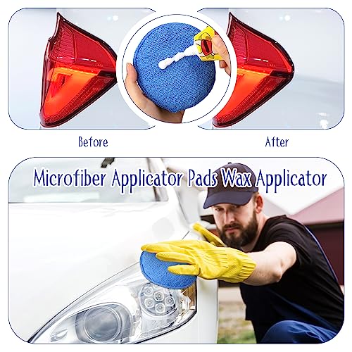 Image of Tanlade 50 Pcs Car Detailing Microfiber Applicator Pad Wax Applicator Wash Microfiber Pads, 5 Inch Diameter (Blue)
