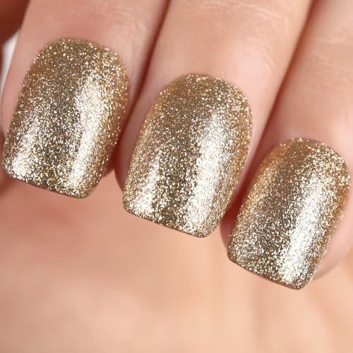 Glitter Gold Gel Nail Polish, 16ML Sparkle Bright Gold UV/LED Soa...