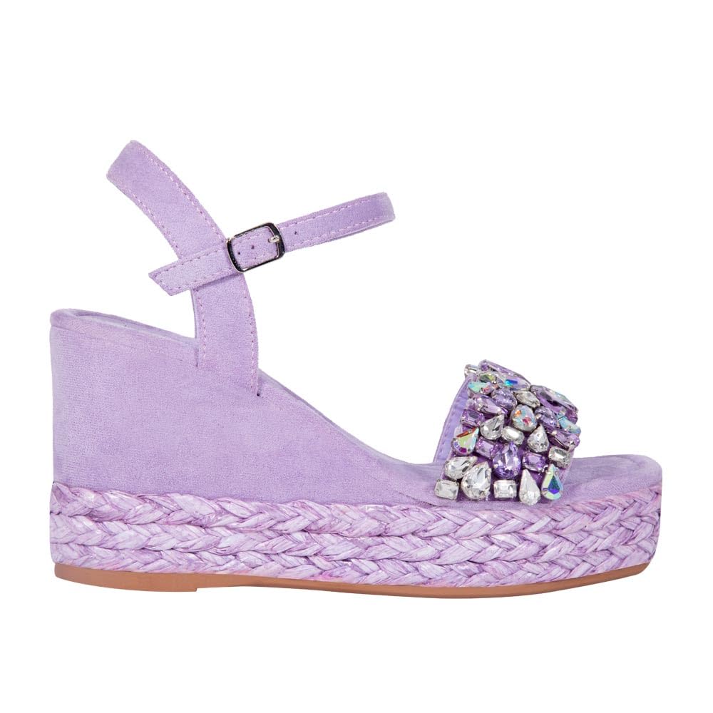 Belinda Peregrin, Sandalia con Plataforma de 9 Cms de Glitter para Mujer