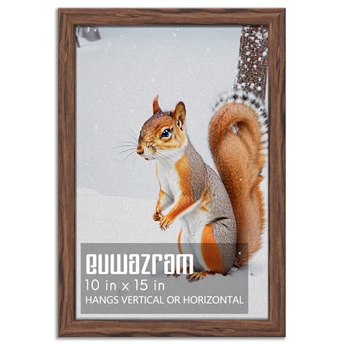 euwazram Rustic Walnut 10x15 Frame - Single Frame 10 x 15 Poster Frame for Artwork Puzzles Photos and Movie Posters Picture Frames