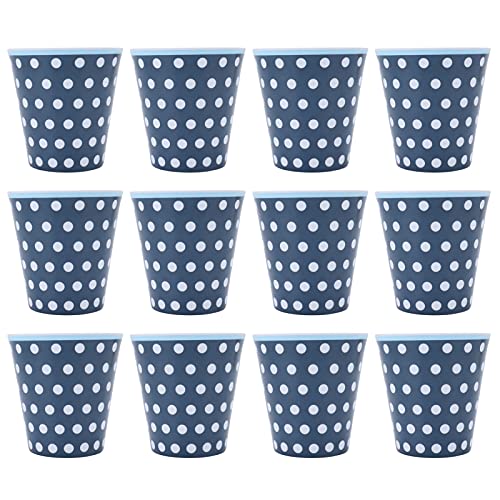 12PCS Taza De Café De Melamina, Otufan 8.6x9cm/3.4x3.5in Taza De Melamina De Melamina De Punto Azul Oscuro Taza De Bebida De Porcelana De Imitación Adecuada Para Regalos De Restaurante De Fiesta En Ca