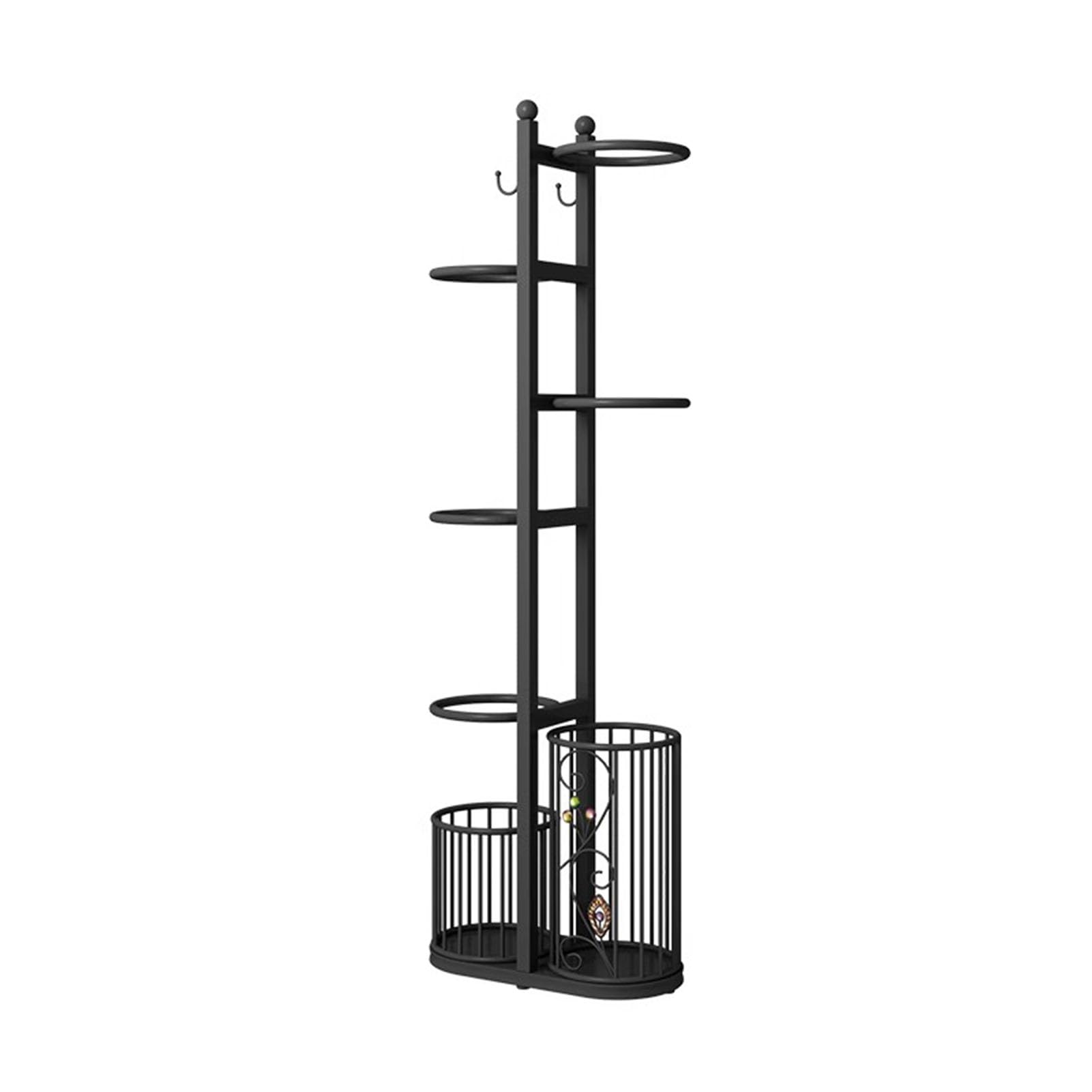 Metalowy organizer do koszykówki z 2 haczykami i 2 koszami do siatkówki, piłki nożnej, garażu, sprzętu sportowego, stojak do przechowywania