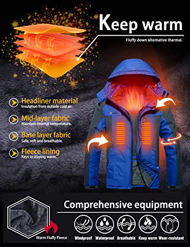 Image of GEMYSE Men's Ski Snow Jacket Warm Winter Waterproof Coat Snowboard Rain Jacket Hooded Windproof Windbreaker