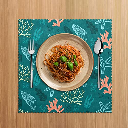 Sets de table de cuisine durables style océanique et finitions soignées x4