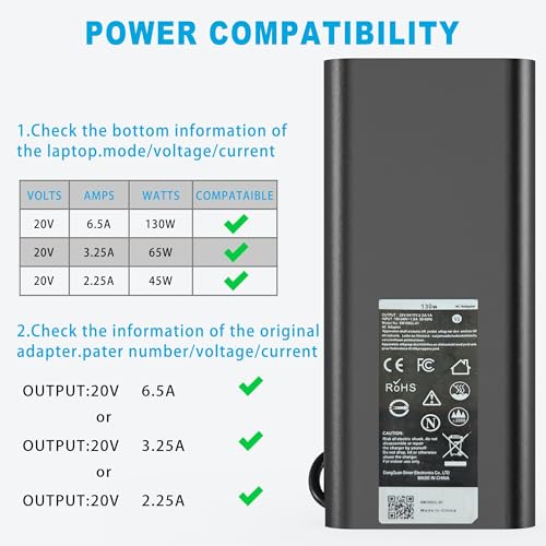 Image of NELEBUTO 130W USB C Charger Compatible with Dell XPS 15 9575 | Compatible with XPS 17 Precision 5530 5550 5750 3560 DA130PM170 HA130PM170 K00F5