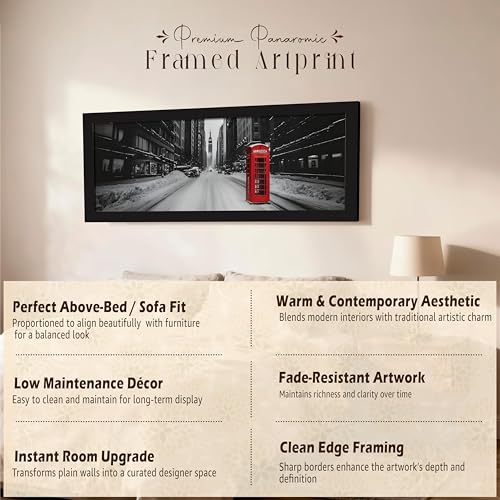 Image of PAINTINGMANTRA New York City Street Winter Season Black and Wall Art Framed Luxury Paintings for Home Decoration, Living room, Bedroom and Office Decoration (99x38 CM)