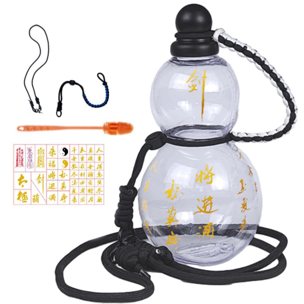 Bouteille de sport grande capacité 800 ml style calebasse chinoise rétro transparente