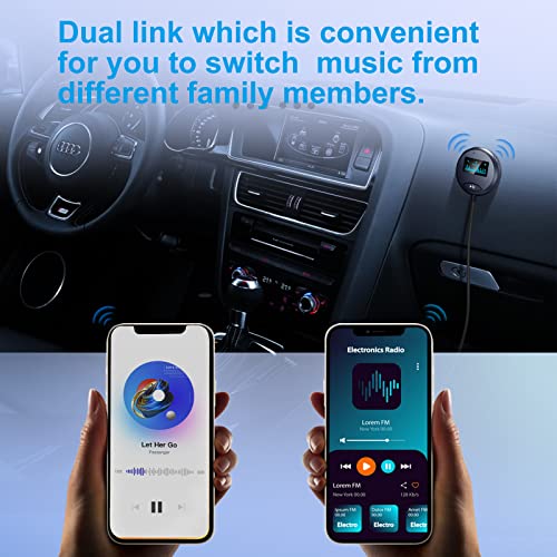 Bluetooth Car Kit, Aux Bluetooth Adapter For Car With Lcd Screen And Ground Loop Noise Isolator For Handsfree Talking And Music Streaming, Bluetooth Receiver For Car And Truck With Auto Reconnect #TOP6
