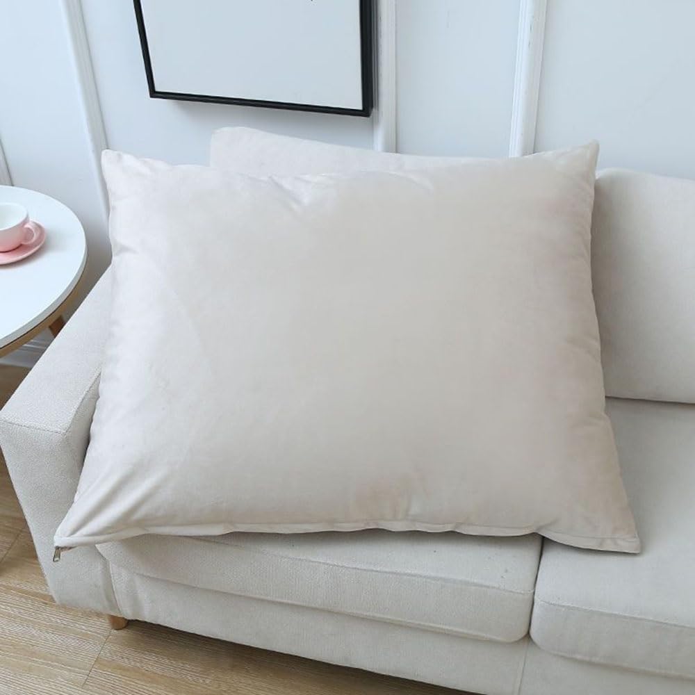 Swj-Swjssb Beige Soft Velvet Pillowcases Rectangle Queen King Size Cushion Covers Set Of 2 Decorative Throw Pillow Covers,Cushion Cases With Zipper For Sofa Living Room Couch Bed(,40X70 Cm Set Of 2)