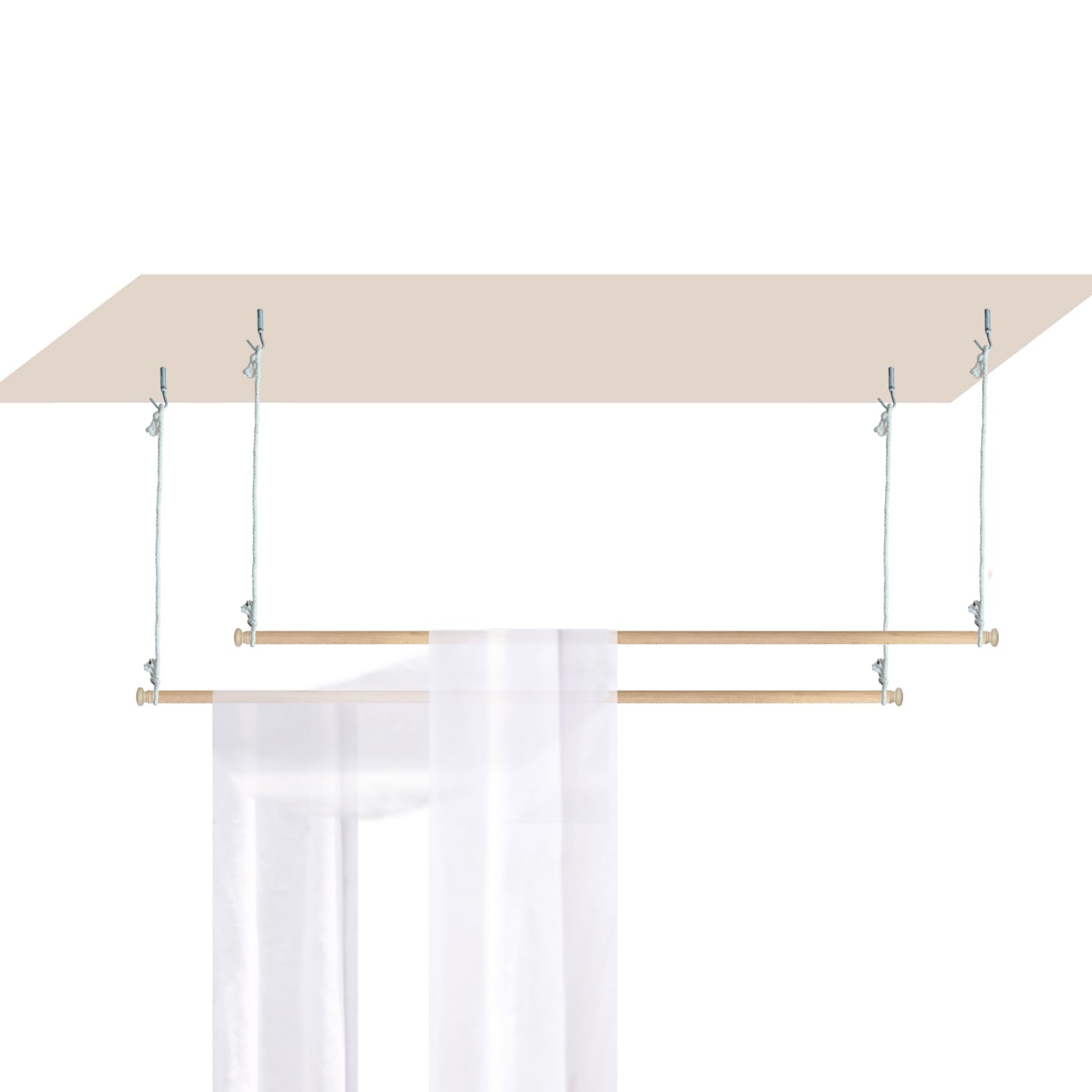 Beyeutao Wooden Bed Canopy Frame Adjustable Solid Wood Poles Hanging Bed Pole Bed Poles Bed Curtains Frame Suitable for All beds 2Pcs 48 inches.