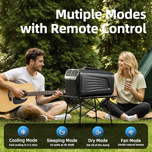 Image of Outohome 5200BTU Portable Camping Air Conditioner For Tent Outdoor and Indoor Use,400W Low Power for RV,Truck,Van and Car Cooling (Dark Grey)