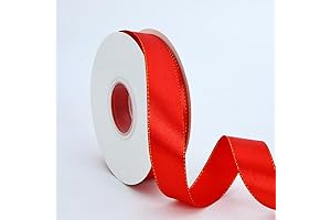 1 Inch Red Ribbon, Gold Edged for Effortless Decoration
