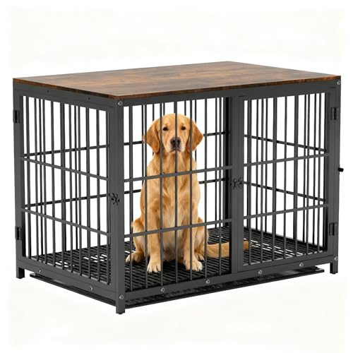 BingoPaw 大型犬用ケージ 屋根付き ドッグハウス 室内 木製 連結 丈夫 中型犬 小型犬 頑丈 ウッディサークル 犬小屋 柴犬 長方形 大きい おしゃれ インテイリア ブラック XL