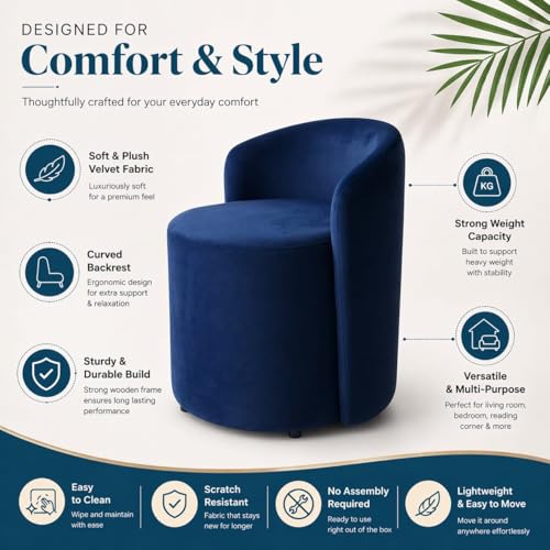 Image of Jaico Wood Seating mudda Puffy Stool Chair for Living Room, Dressing Table, Office, Home Decor, Ottoman pouffes, Sofa Type, and Large .Ottoman and Chair Combined into one (Blue)
