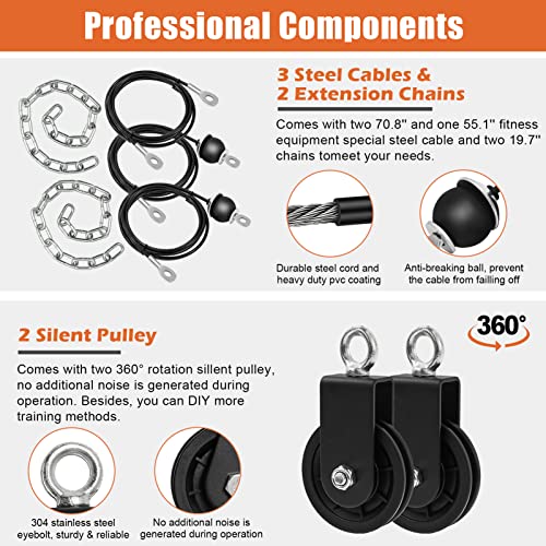 sertt home gym pulley system - tricep workout lat pulldown biceps curl triceps shoulders back forearm weight cable for squat rack garage