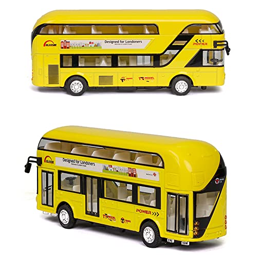 Image of DEUSON ECOM Diecast Metal Alloy London Long Bus Double Decker Bus Light & Music Open Door Collection Bus Toys for Boy Kids, Multicolor