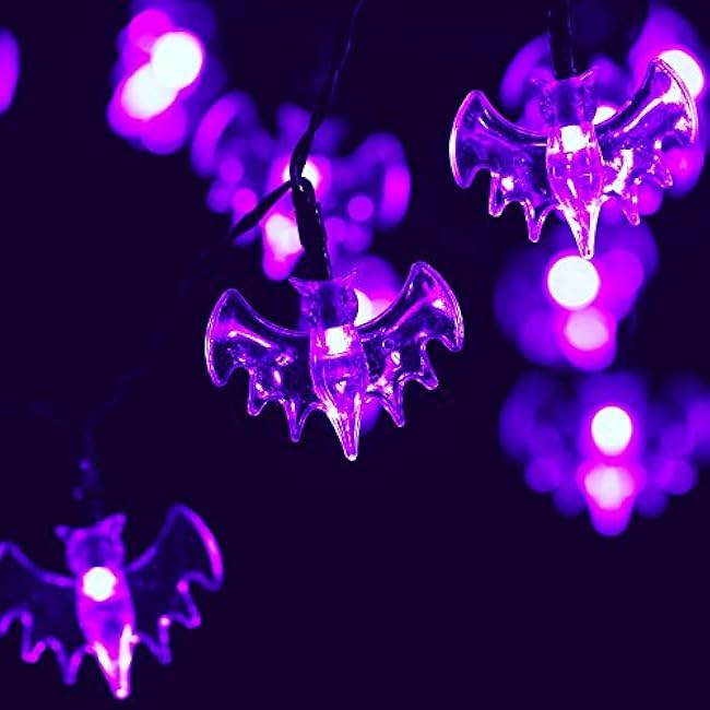 70 LED Bat String Lights - 22.6ft Purple Halloween String Light with Auto Timer, Extendable, 8 Modes ¨C Waterproof Spooky Lighting for Outdoor Garden Holiday House Halloween Party Decorations