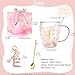 Imagen de Regalos Originales para Mujer Tazas de Café Regalo Cumpleaños para Ella Tazas Te Expreso Personalizadas Regalos Boda Amistad Adorables Tazas de Vidrio Doble Pared Regalos Navidad Accesorios Rosados
