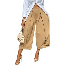 stylewe Baggy Pants for Women Elastic Waist Cropped Wide Leg Pants