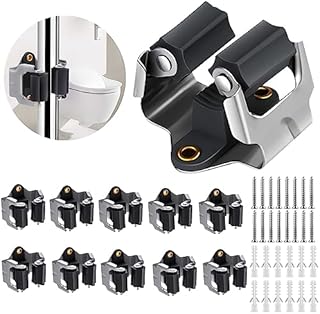 3-H 10 Pack Mop Holder,Broom Holder Wall Mounted,Broom Holder for Garage Garden Shed Storage System Laundry Room Home Kitchen Organization up to 35mm,Load-Bearing 4KG(Black)