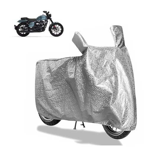 Image of Sulfar Bike Cover for Yezdi Roadking (Cruiser) | Waterproof, Dustproof & UV Protected | All Weather Two Wheeler Cover (Silver) New 2026 Variants
