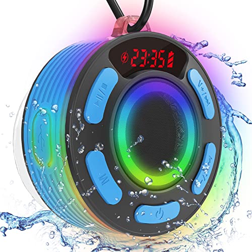 Altoparlante Bluetooth, Cassa Bluetooth Portatile Doccia, Impermeabili Altoparlante IPX7, Bluetooth Speaker, Speaker Waterproof con Microfono Incorporato Luce LED