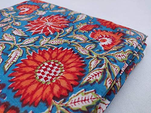 Tkanina bawełniana z nadrukiem blokowym Indyjska tkanina ręcznie drukowana tkanina bawełniana tkanina Yard Fabric Jaipuri Kurti drukowana tkanina na letnią sukienkę (10 jardów)
