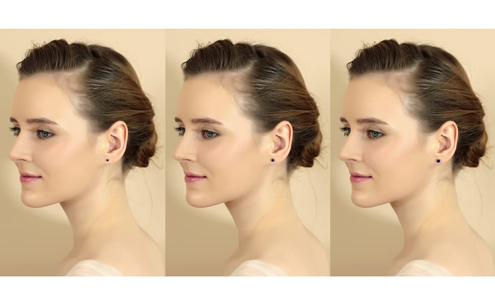 Sterling Silver Birthstone Stud Earrings, 3-4-5mm Round, Genuine or Synthetic Gemstone, Cartilage Earrings Set4