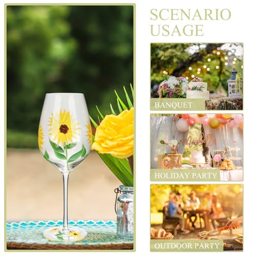 Copas para fiestas de vidrio amarillo con encanto vintage chic y decoración de mesa 6