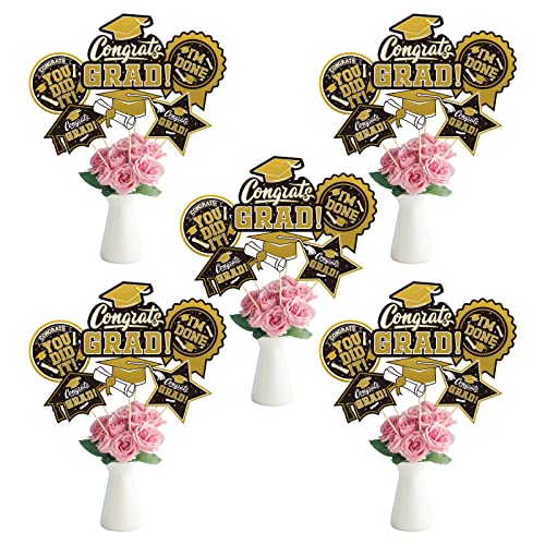 Image of 30PCS Graduation Party Decorations Congrats Grad Table Centerpiece,Graduation Table Decorations,Graduation Centerpiece Sticks Table Toppers for Graduation Party Supplies(Gold,Black)
