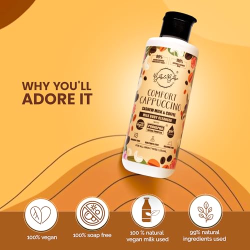 Image of Bath&Bathe Comfort Cappuccino Body Wash Shower Gel | Coffee & Cashew Milk Infused Body Cleanser | 100% Vegan, Natural, Sulfate-Free | Deep Hydration, Allantoin-Soothing, 500 ml- Pack of 2