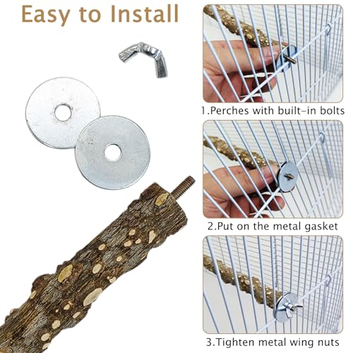 Image of kathson Natural Bird Perches Wood Bird Flat Perch Parrot Swing Parakeet Platform Chew Toys Paw Grinding Stick Cage Accessories Exercise Toy for Cockatiels Budgies Lovebirds Conures Finches