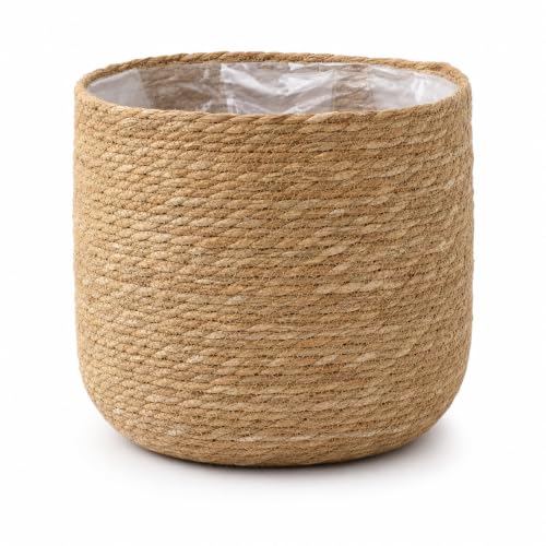 鉢カバー おしゃれ 北欧風 プランターカバー シーグラスバスケット 観葉植物 手編み，30×30×30cm [並行輸入品