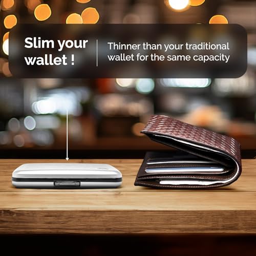 Image of OGON -DESIGNS- Aluminum wallet, Large capacity with metal lock, RFID Protection against fraud and demagnetization, model Smart Case OSLO Large (Engraving Travel)