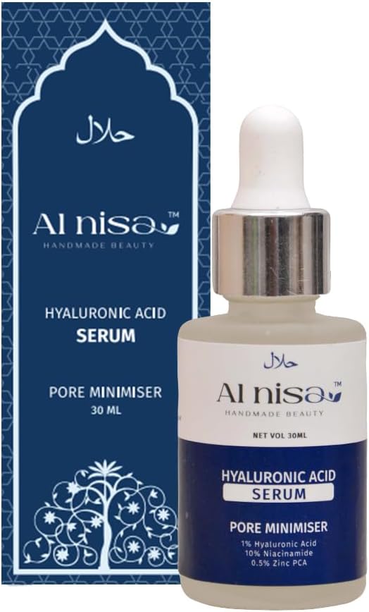 Alnisa Hyaluronic Acid Face Serum with Pumpkin Seed Extract for hydration, fines lines & Glowing skin, Halal + Vegan