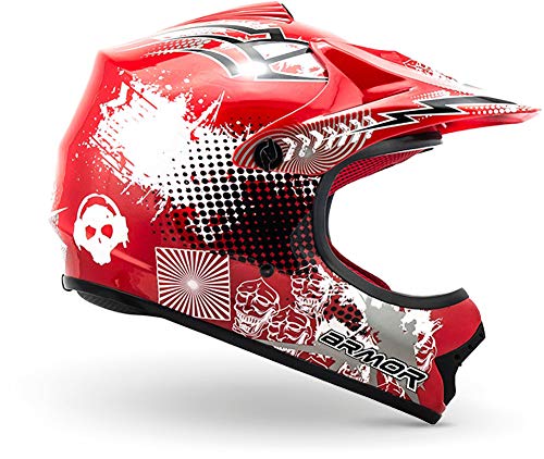 ARMOR Helmets Cross casque pour enfants, Rouge, XS (51-52cm)